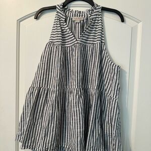 Charlie Paige Black and White Striped Sleeveless Blouse